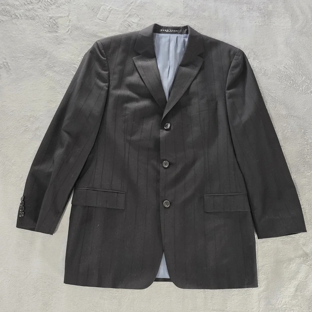HUGO BOSS Black Label Rossellini Movie Blazer Mens 42R Wool Pinstriped 3 Button